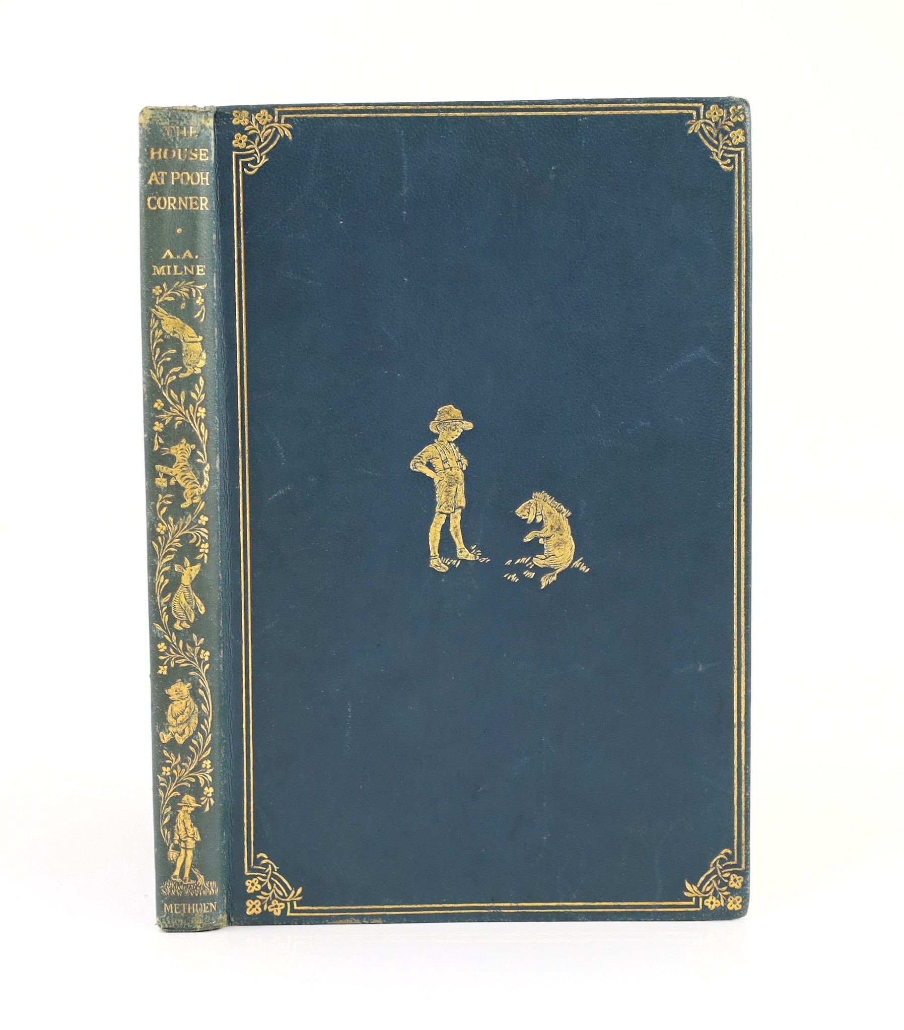 Milne, A.A. - Now We Are Six. First edition, illus. throughout (by Ernest Shepard, some full-page), half title, together with - The House at Pooh Corner. First edition. (illus. etc. as before); royal blue gilt decorated